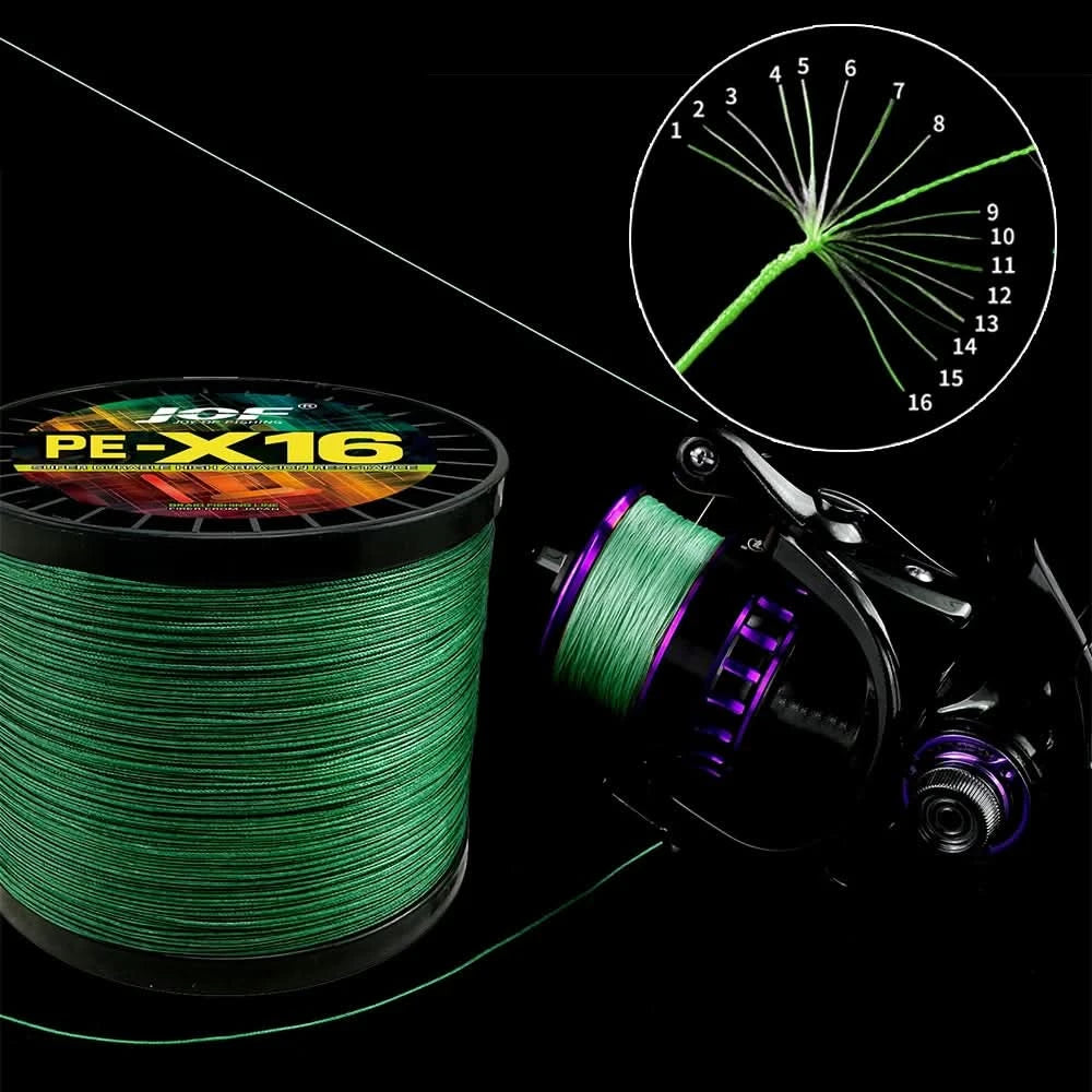 🎣 16 Strands Braided Fishing Line – 100M to 1000M | 25-200LB