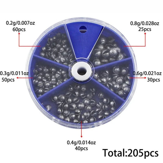 🎣 Fishing Sinker Set – 205 Pcs Assorted Lead Sinkers