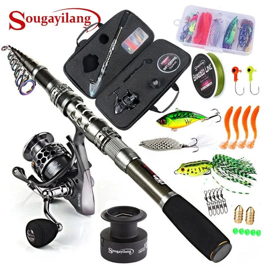 🎣 Sougayilang Telescopic Fishing Rod Combo – The Ultimate Travel Fishing Kit!