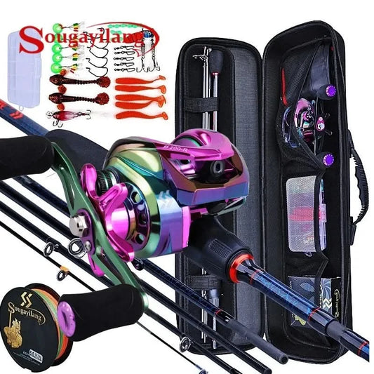 🎣 Sougayilang 5-Section Carbon Fishing Rod & Reel Combo – Travel-Friendly Baitcasting Kit 🎣