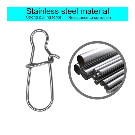 🎣 Fishing Connector Clip Lock (50 Pcs) – Stainless Steel Gourd Snap