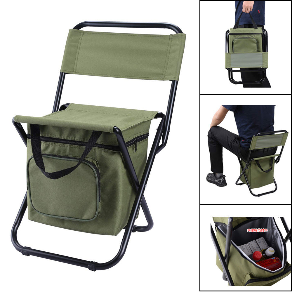 Folding Fishing Chair Backpack Insulation with Cooler Bag