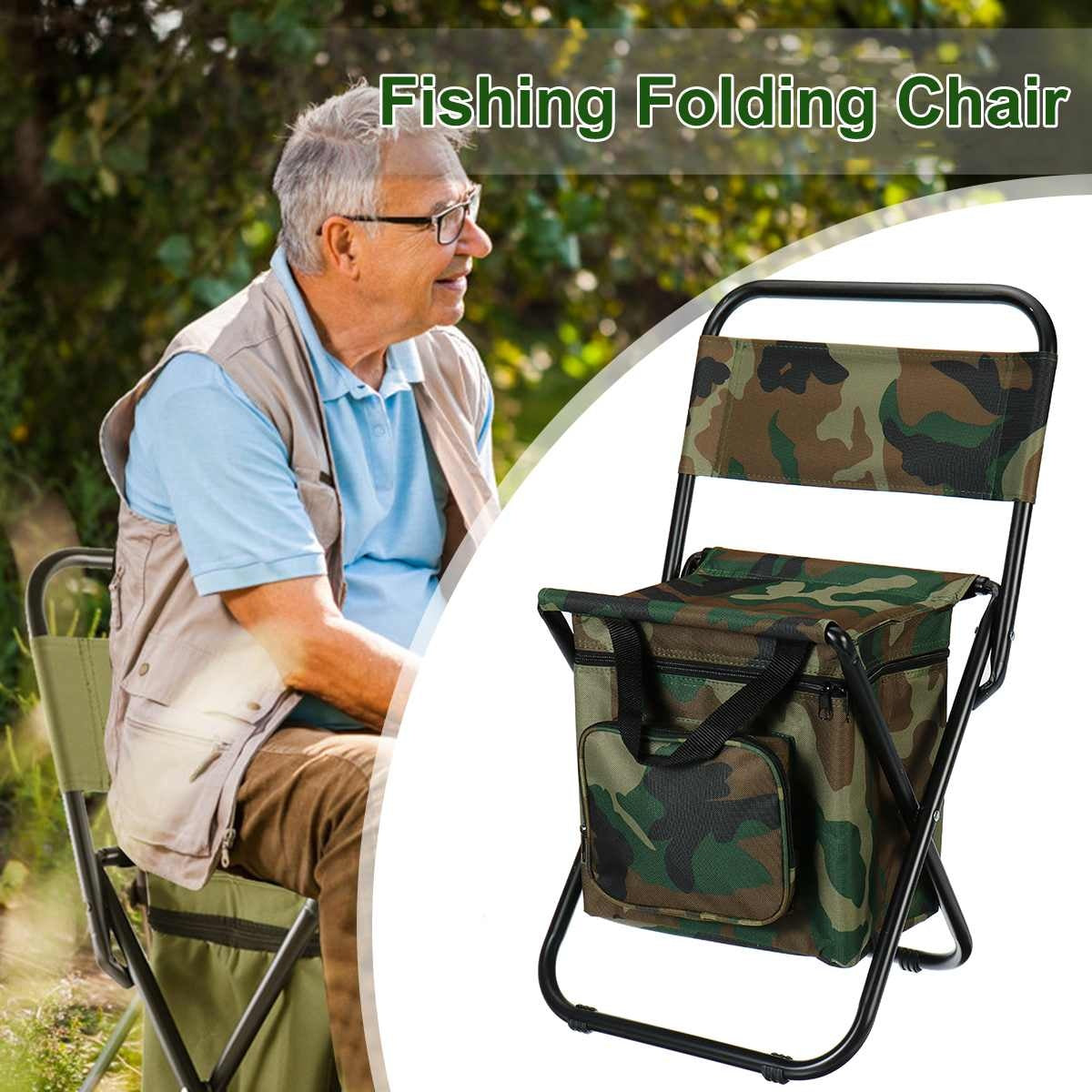 Folding Fishing Chair Backpack Insulation with Cooler Bag