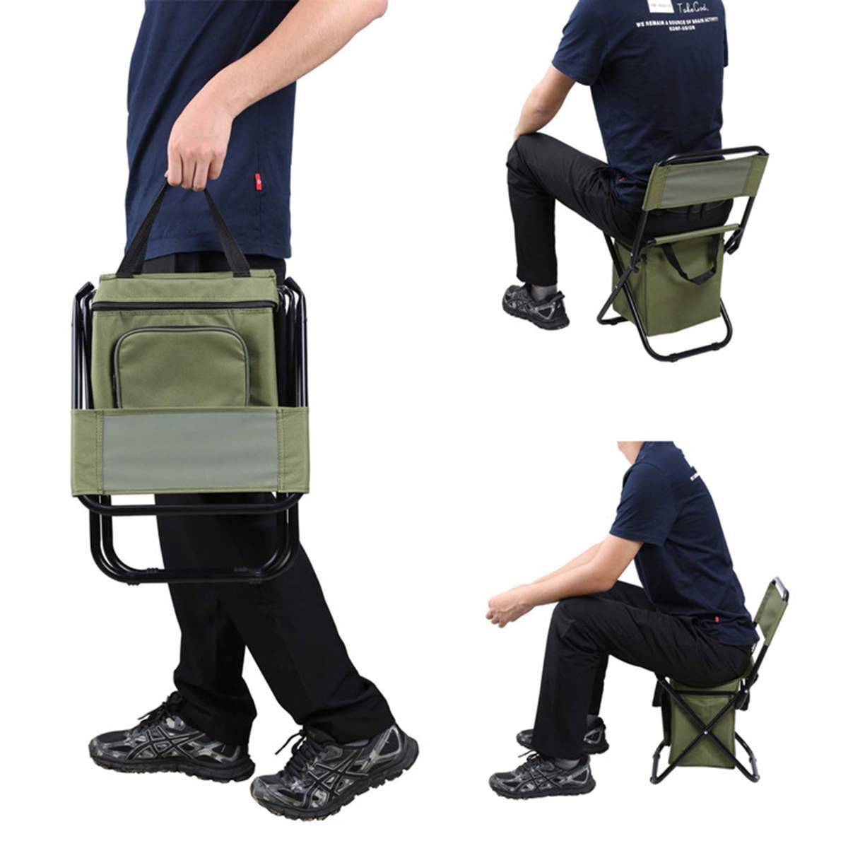 Folding Fishing Chair Backpack Insulation with Cooler Bag