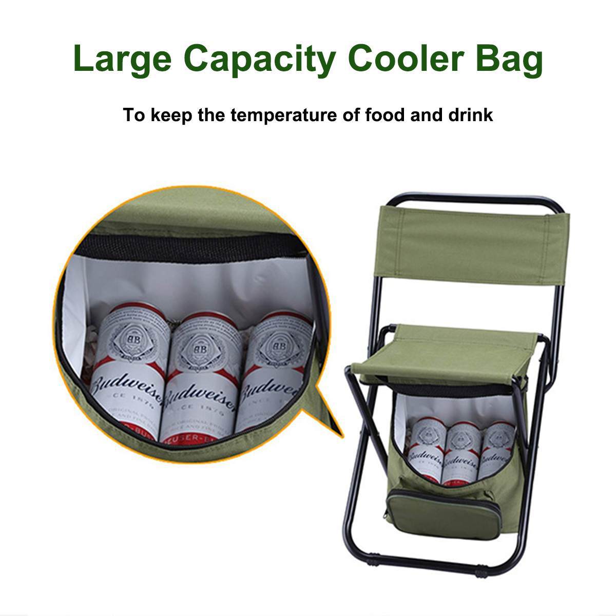 Folding Fishing Chair Backpack Insulation with Cooler Bag