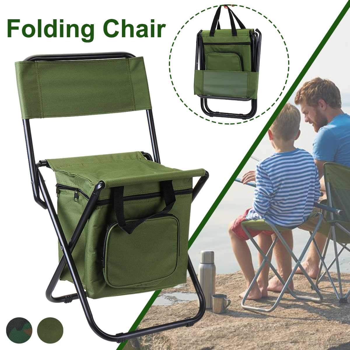 Folding Fishing Chair Backpack Insulation with Cooler Bag