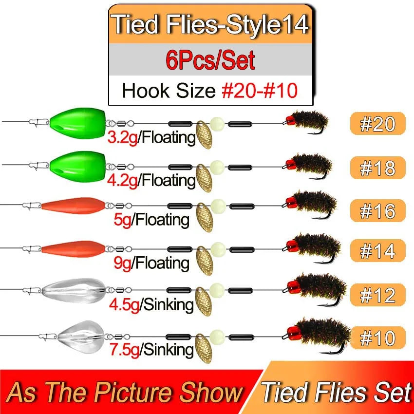 Ready Tied Flies Set with Spinners Spoon/Thrower for Trout Fishing for Fly Fishing