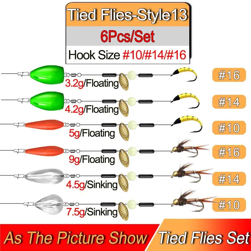 Ready Tied Flies Set with Spinners Spoon/Thrower for Trout Fishing for Fly Fishing