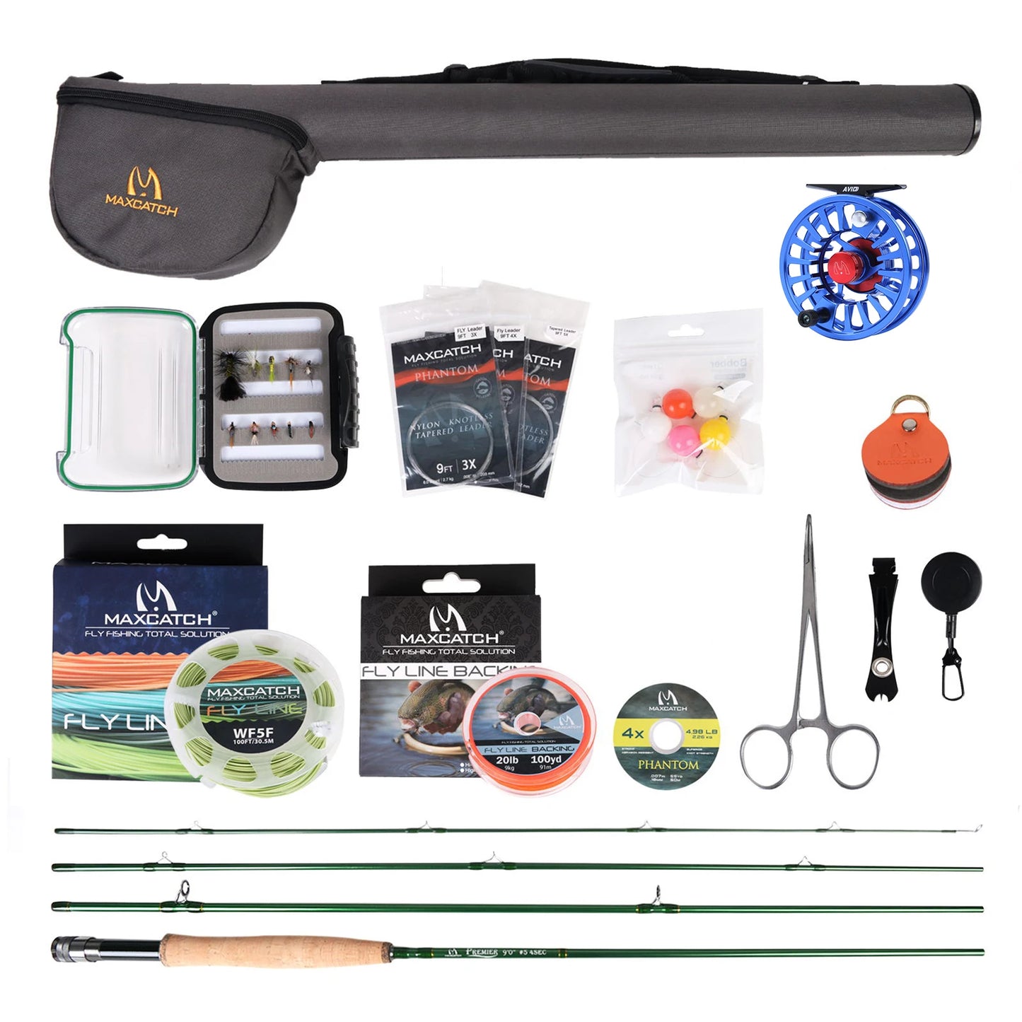 MAXIMUMCATCH Premier Fly-Fishing Rod Combo and Fly Reel Kit Complete Fishing Outfit