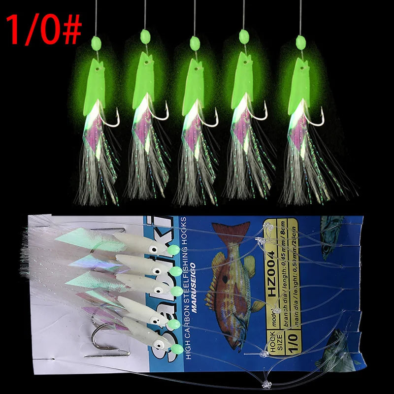 Fishing Hook 5Pcs/Set High Carbon Steel Mackerel Feathers