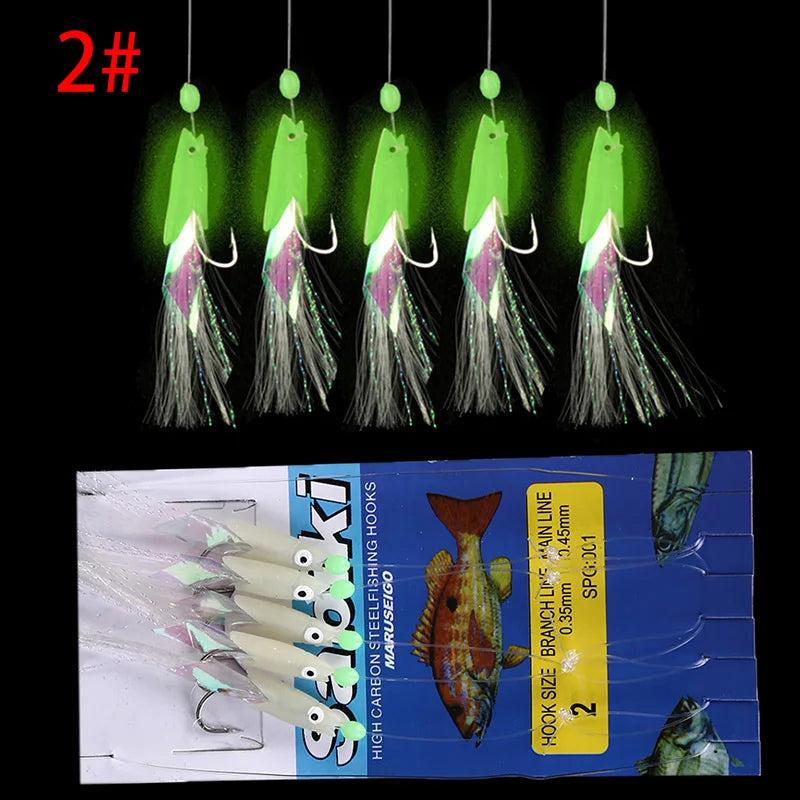 Fishing Hook 5Pcs/Set High Carbon Steel Mackerel Feathers