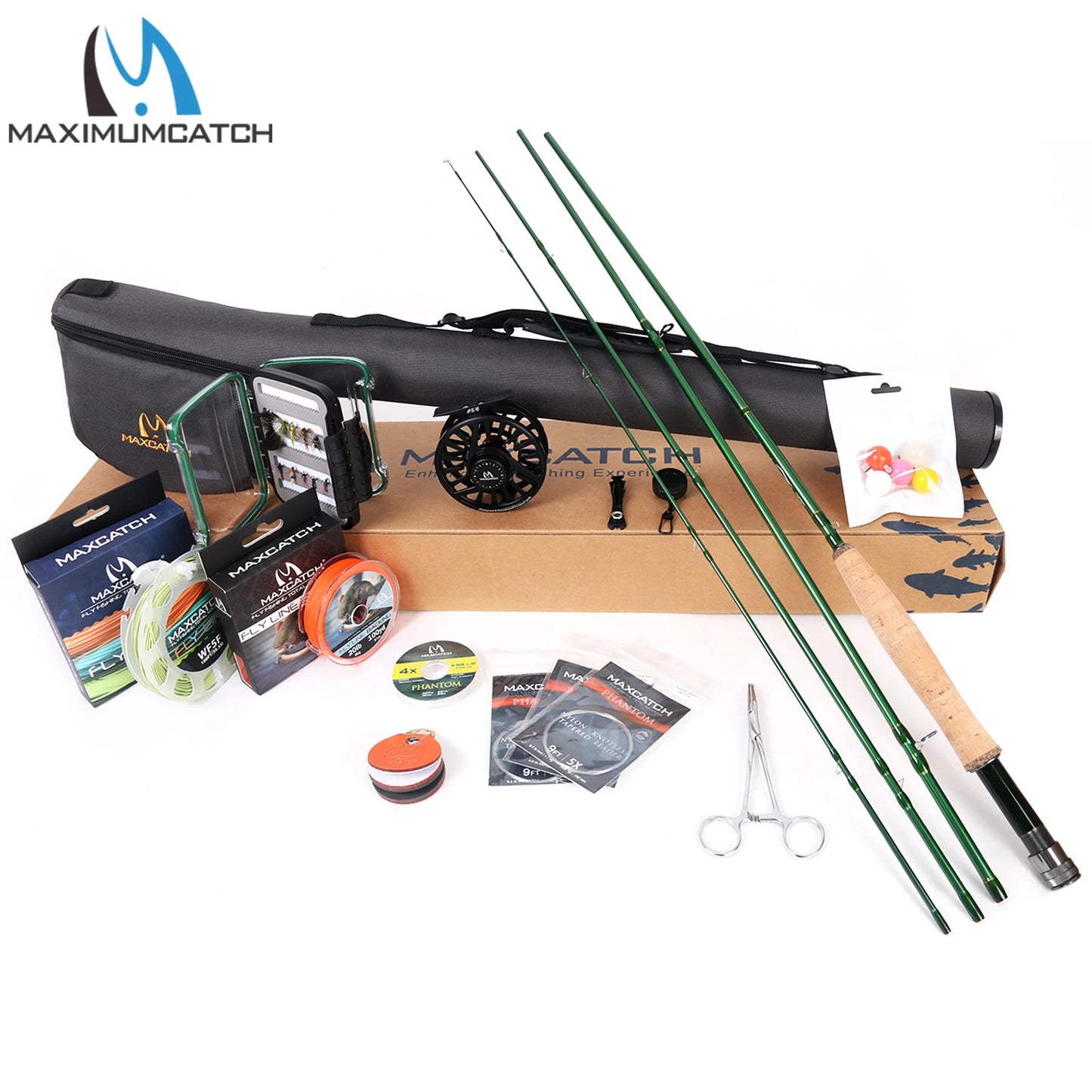 MAXIMUMCATCH Premier Fly-Fishing Rod Combo and Fly Reel Kit Complete Fishing Outfit