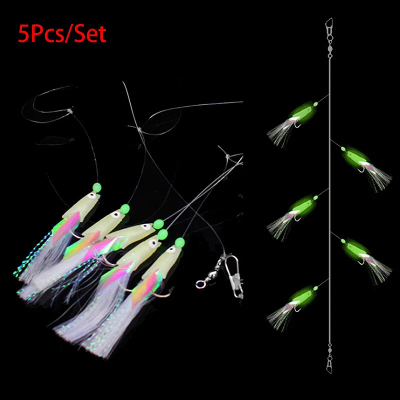 Fishing Hook 5Pcs/Set High Carbon Steel Mackerel Feathers