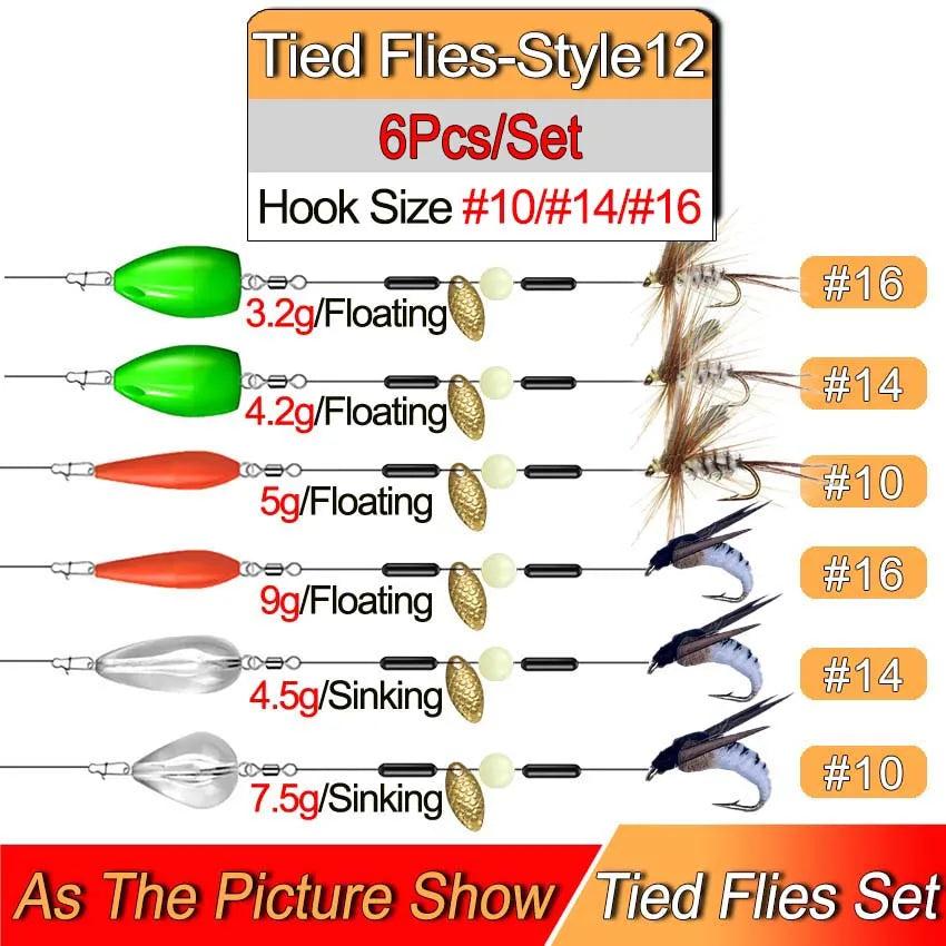 Ready Tied Flies Set with Spinners Spoon/Thrower for Trout Fishing for Fly Fishing