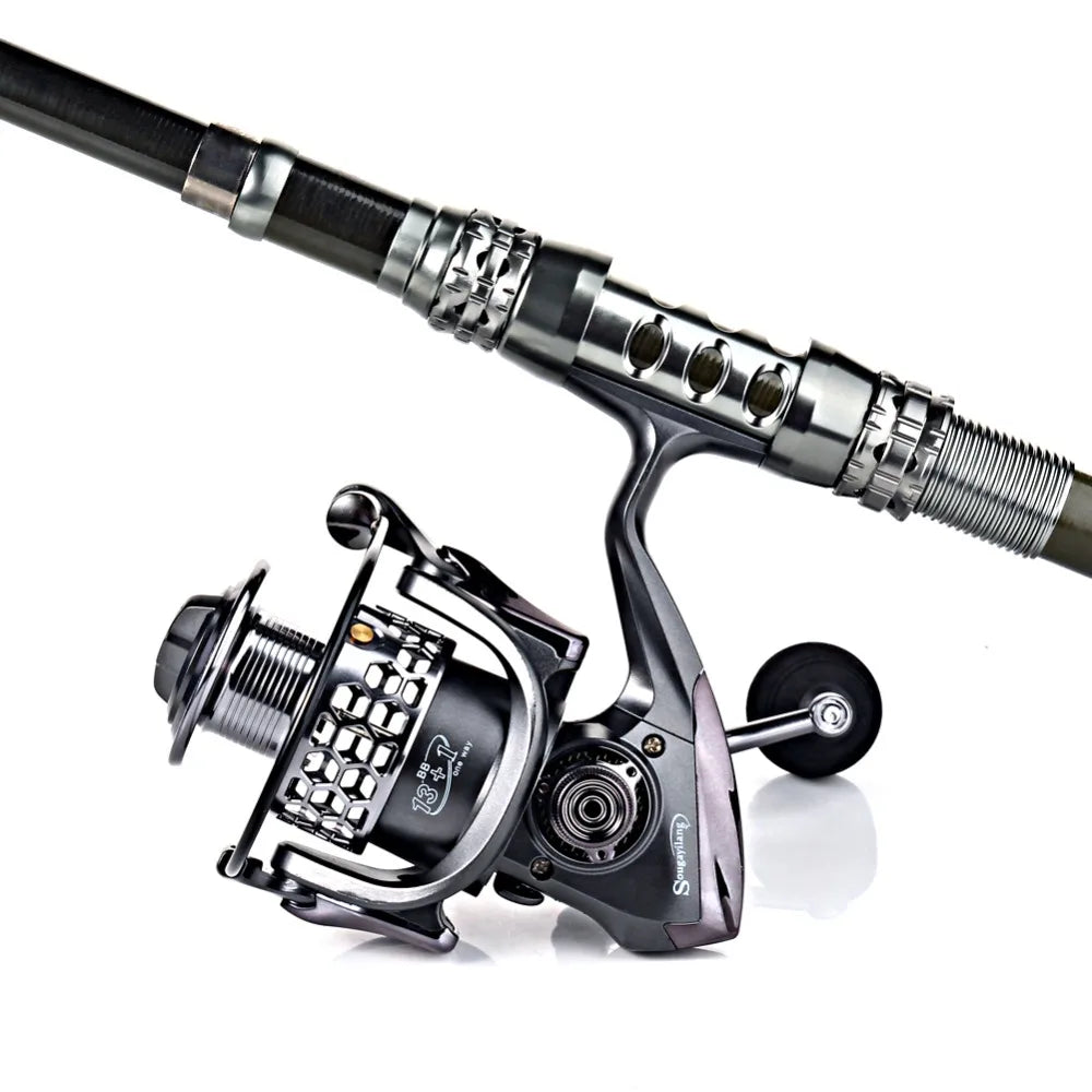 Sougayilang 1.8-3.3m Carbon Fiber Fishing Rod and 13+1BB Fishing Reel Combo