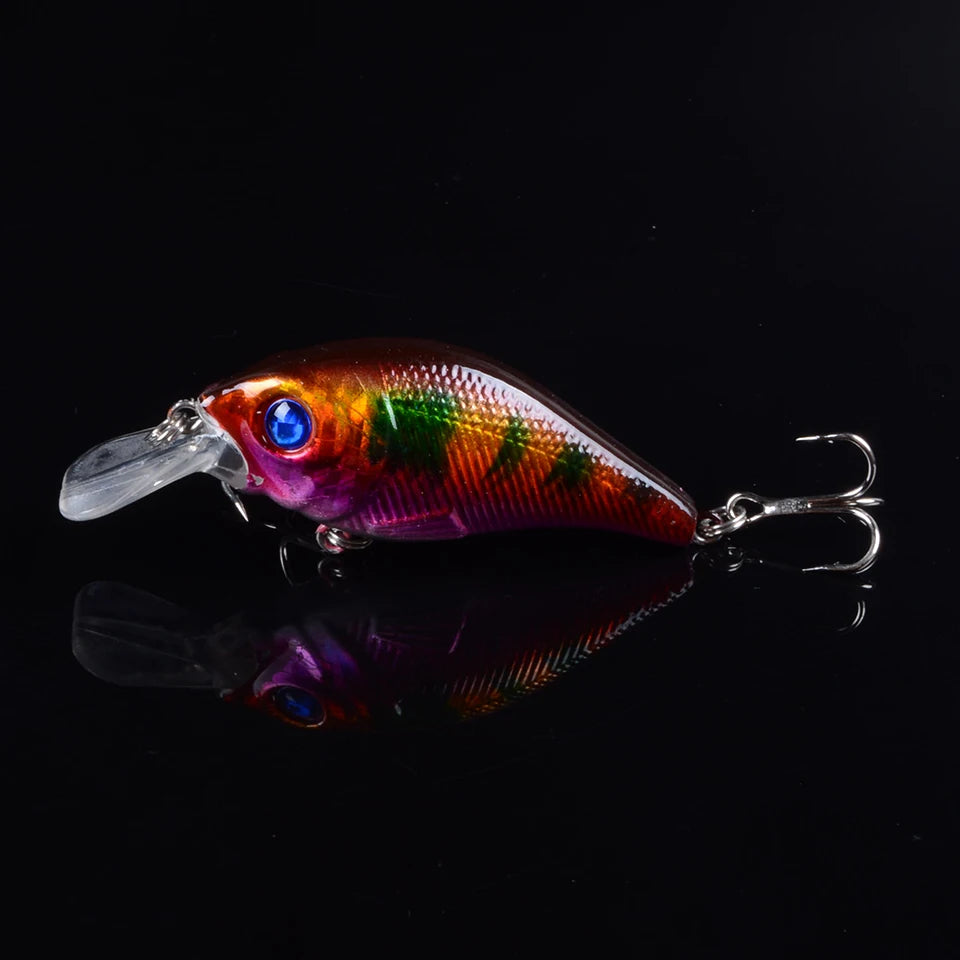 Fishing Minnow Bait Treble Hooks 3D Eyes