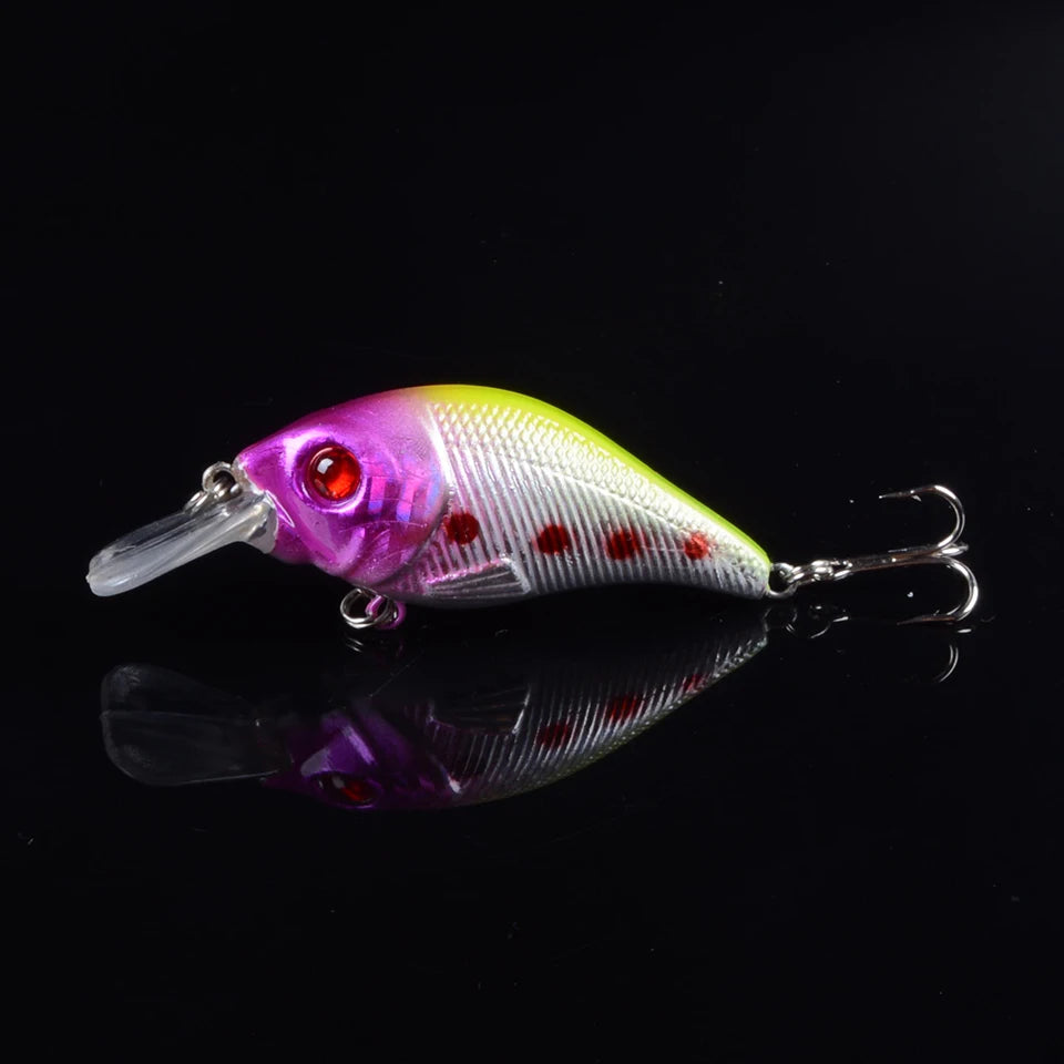 Fishing Minnow Bait Treble Hooks 3D Eyes