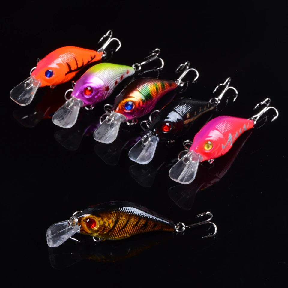 Fishing Minnow Bait Treble Hooks 3D Eyes