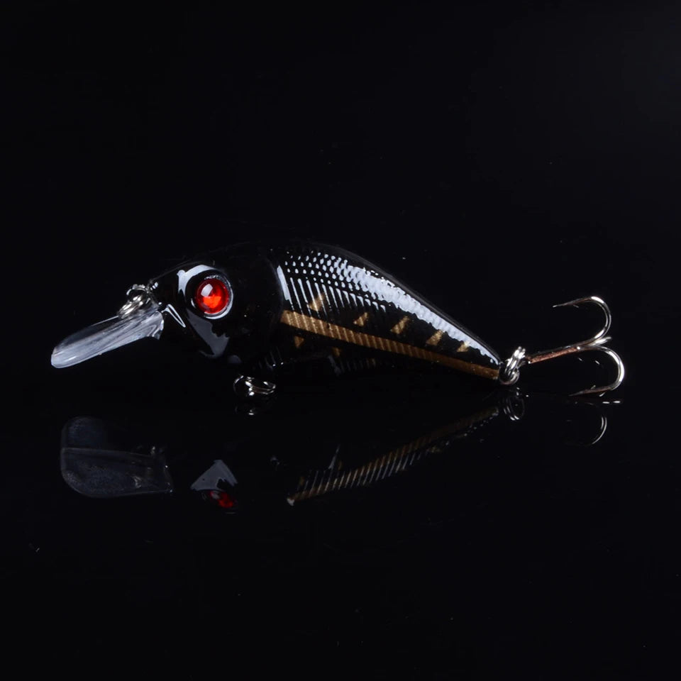 Fishing Minnow Bait Treble Hooks 3D Eyes