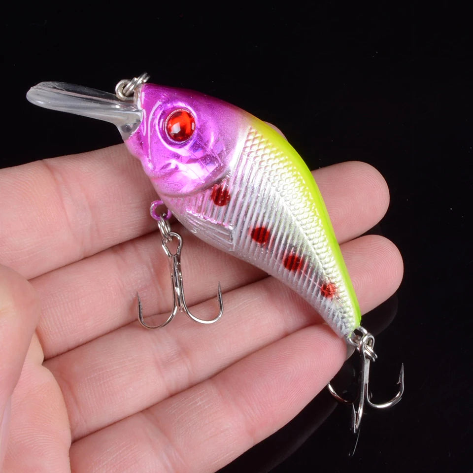 Fishing Minnow Bait Treble Hooks 3D Eyes