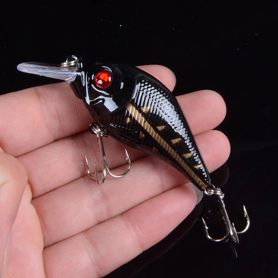 Fishing Minnow Bait Treble Hooks 3D Eyes