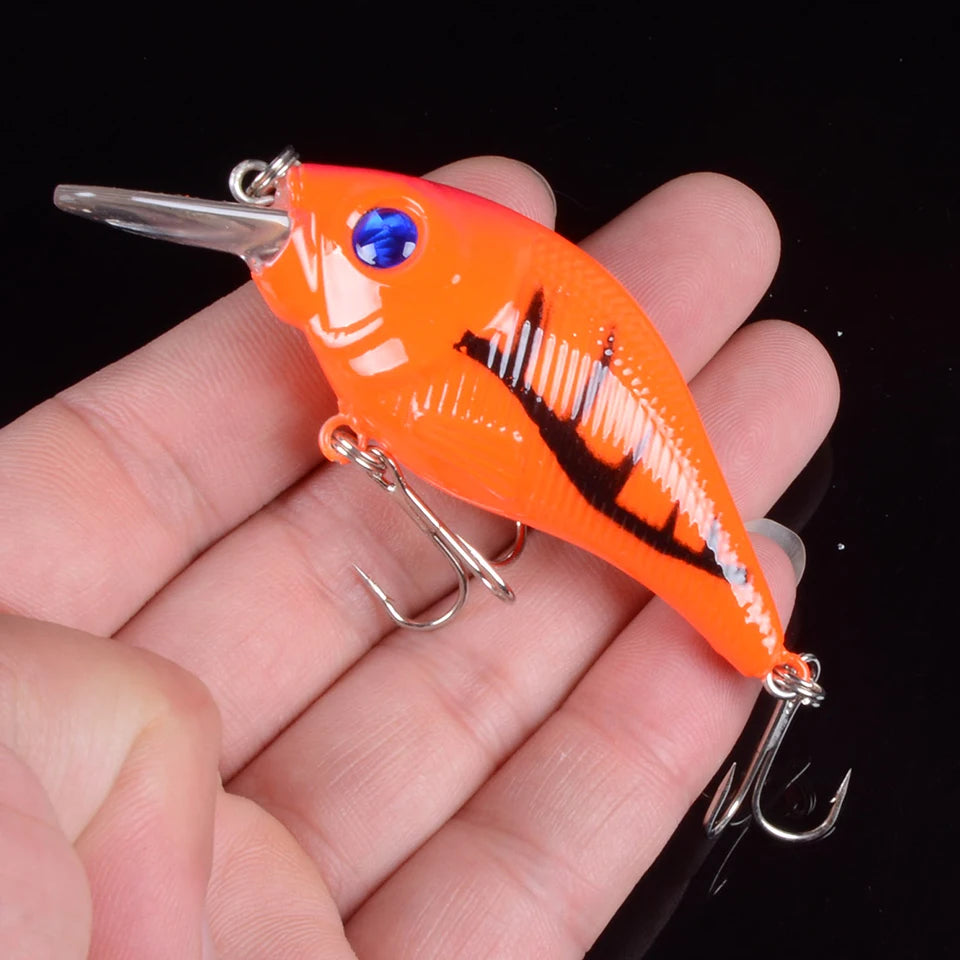 Fishing Minnow Bait Treble Hooks 3D Eyes