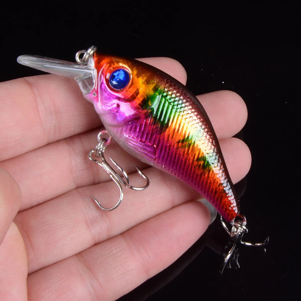 Fishing Minnow Bait Treble Hooks 3D Eyes