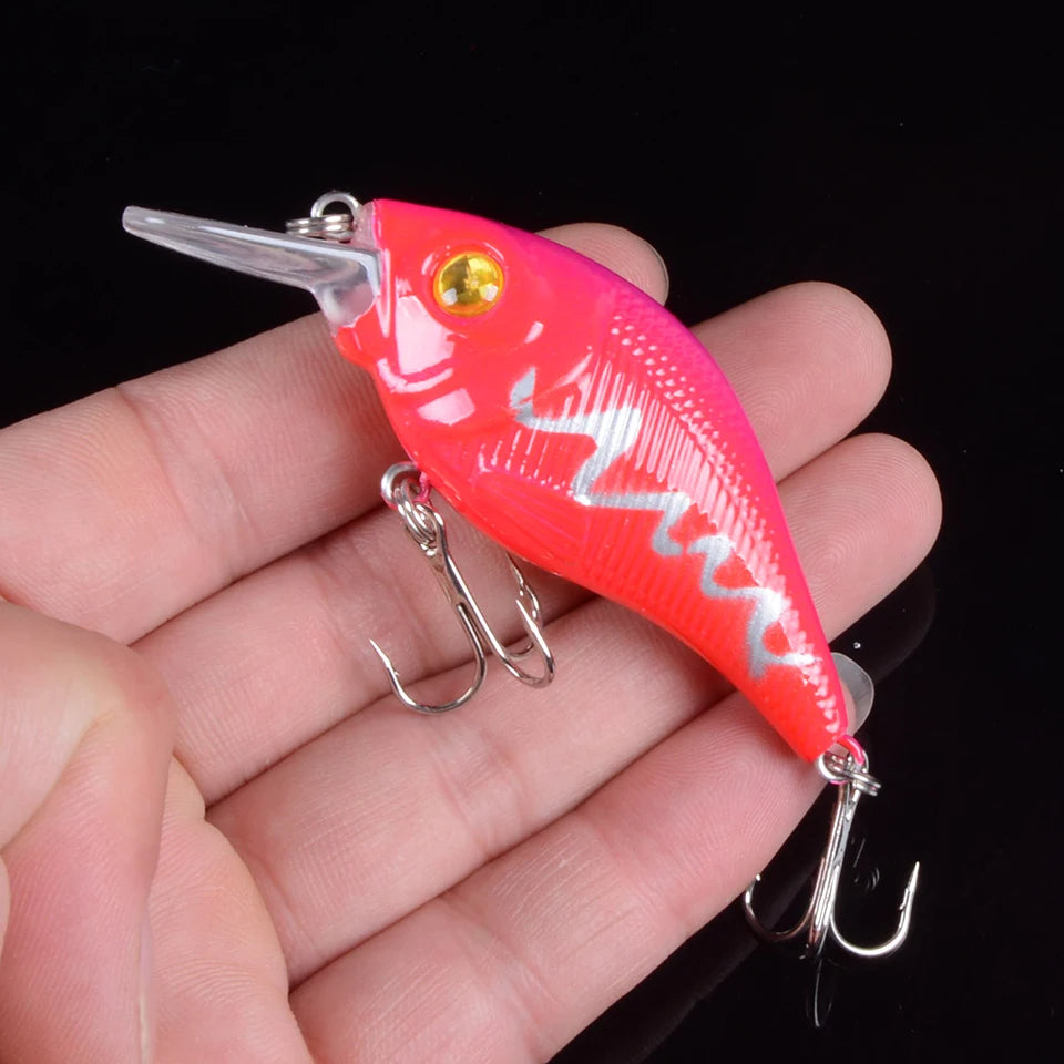 Fishing Minnow Bait Treble Hooks 3D Eyes