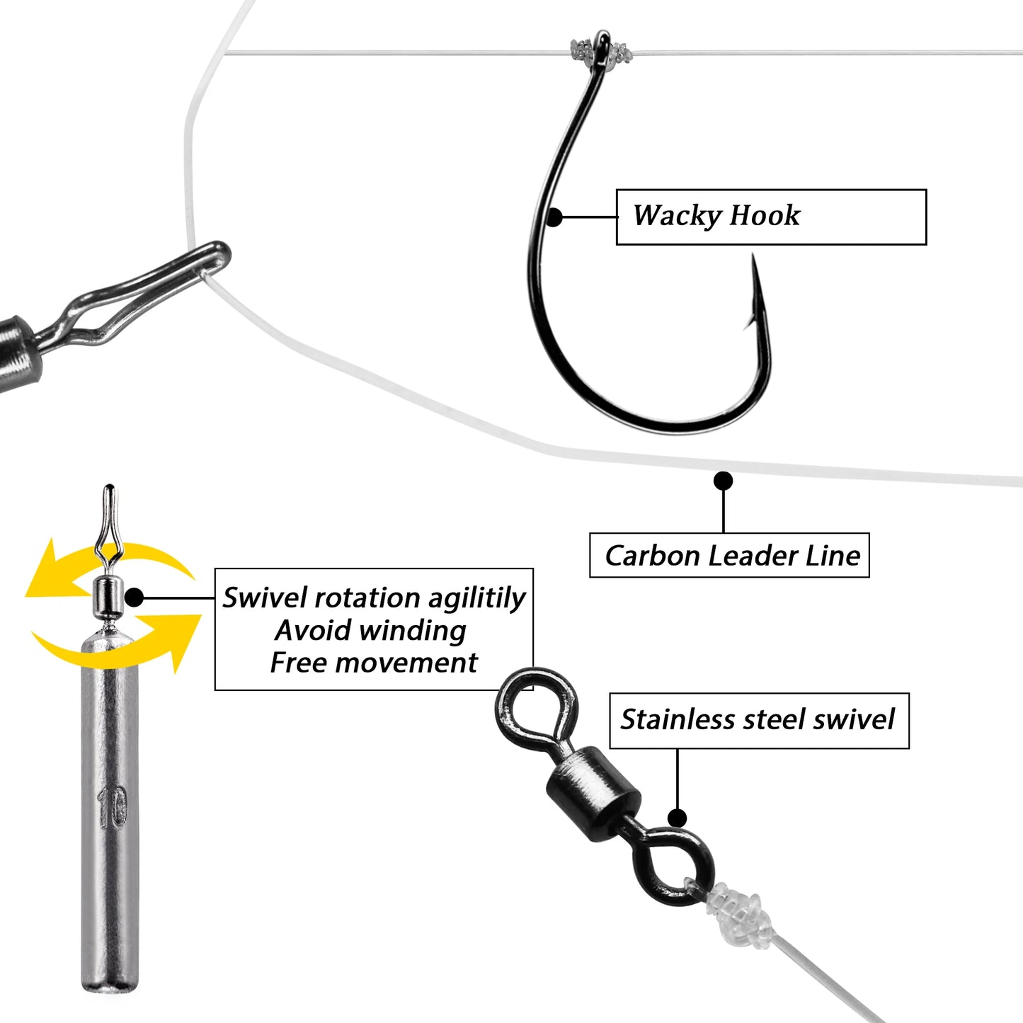 THKFISH 5pcs Texas Rig Set #3 #1 #1/0 #2/0 Drop Shot Hook 5g 7g 10g 14g Lead Weight Sinker