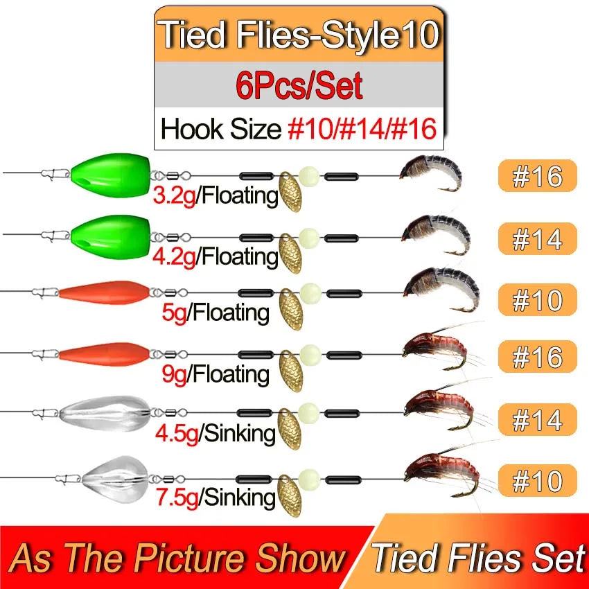 Ready Tied Flies Set with Spinners Spoon/Thrower for Trout Fishing for Fly Fishing