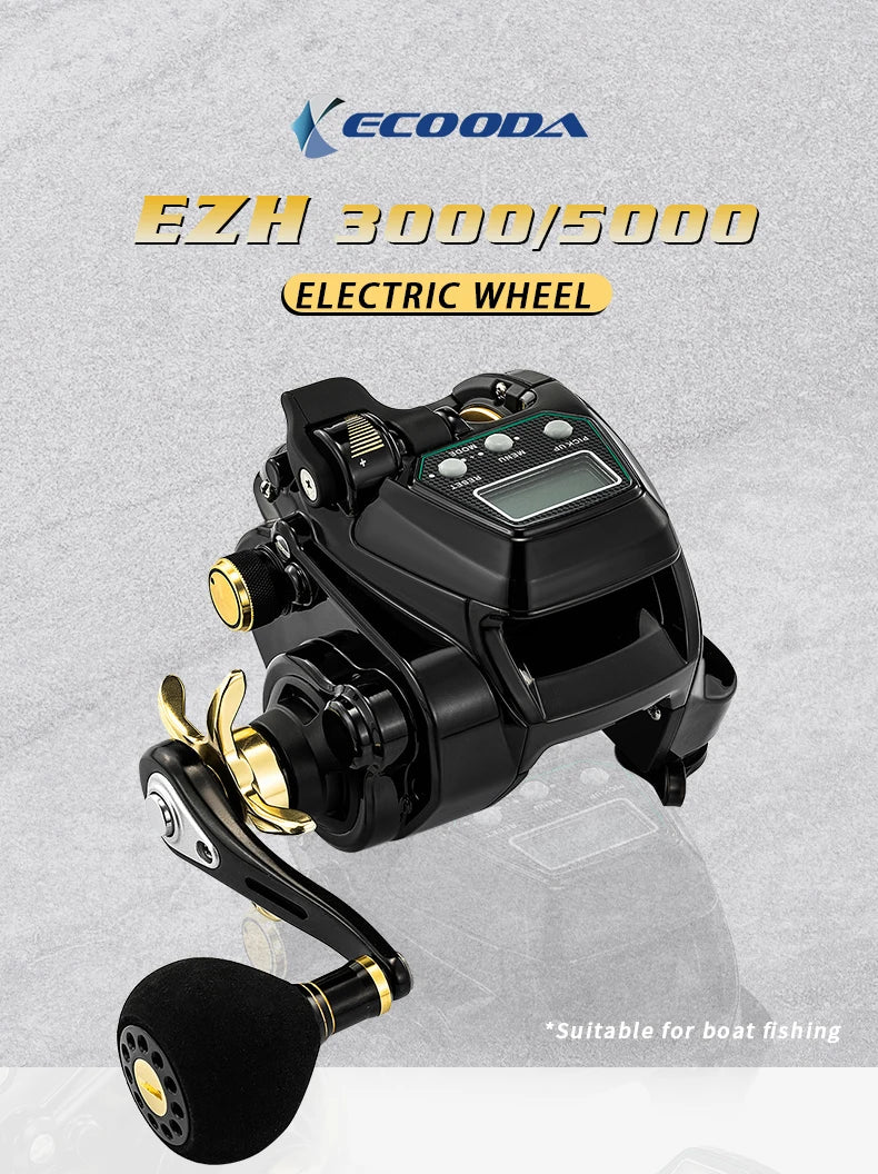 ECOODA-EZH 5000 Electric Fishing Reel, Saltwater, 12V DC, 15-22kg Drag Power Sea