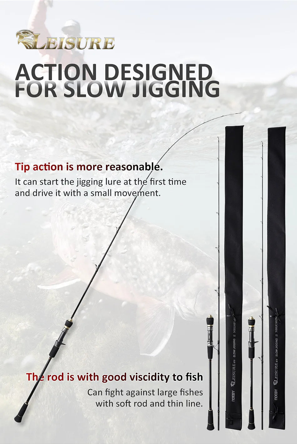 NOEBY Full Solid Slow Jigging Fishing Rod – High Sensitivity for Ultimate Performance! 🎣