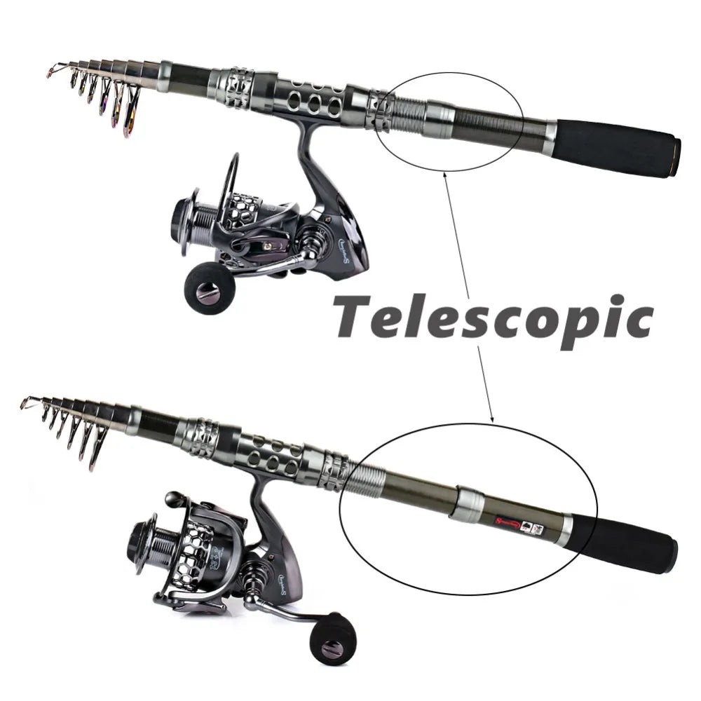 Sougayilang 1.8-3.3m Carbon Fiber Fishing Rod and 13+1BB Fishing Reel Combo