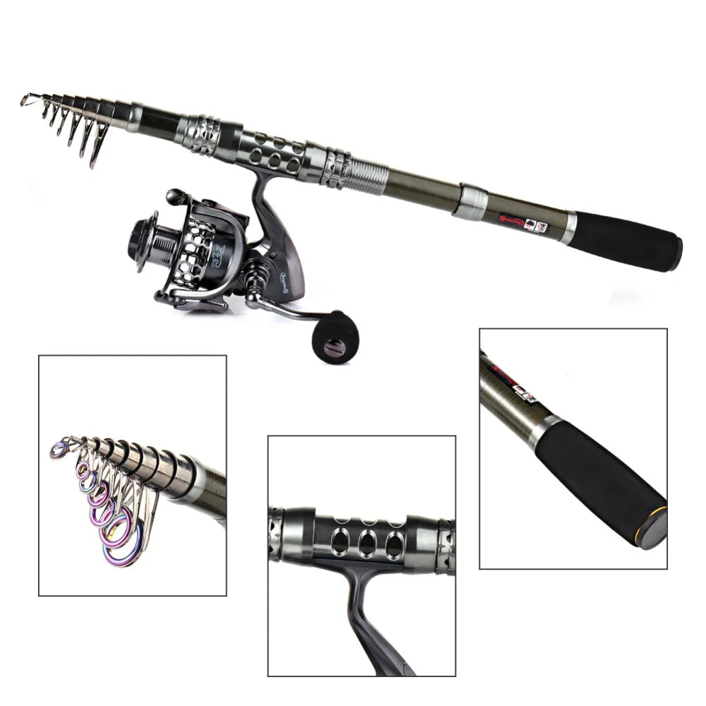 Sougayilang 1.8-3.3m Carbon Fiber Fishing Rod and 13+1BB Fishing Reel Combo