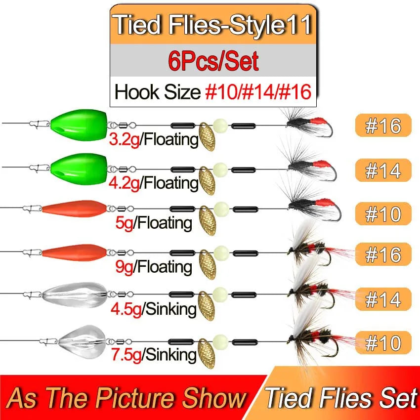 Ready Tied Flies Set with Spinners Spoon/Thrower for Trout Fishing for Fly Fishing