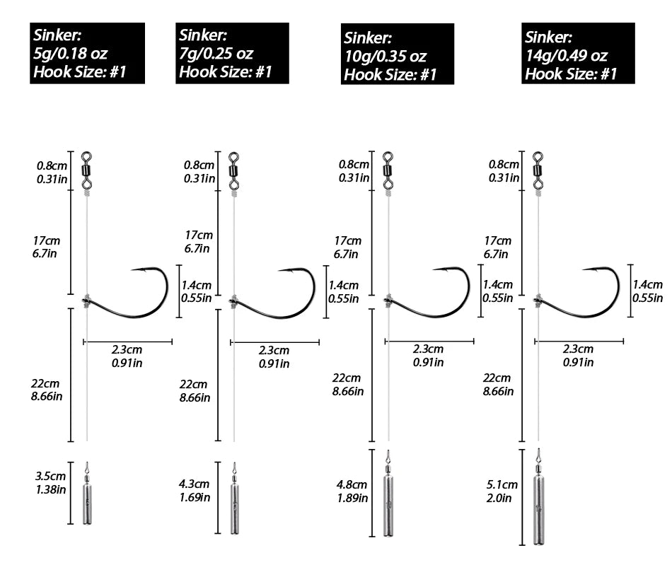 THKFISH 5pcs Texas Rig Set #3 #1 #1/0 #2/0 Drop Shot Hook 5g 7g 10g 14g Lead Weight Sinker