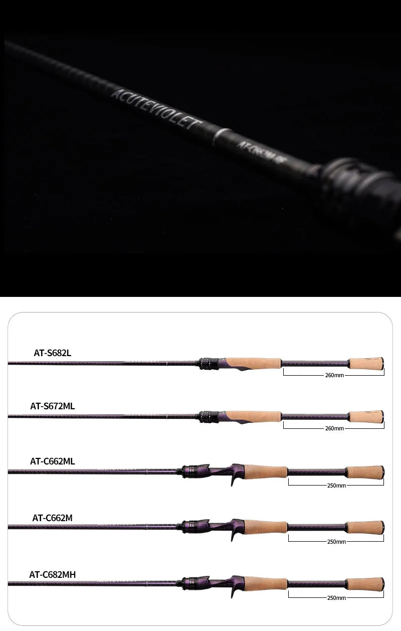 🎣 PURELURE ACUTEVIOLET 6FT Spinning & Casting Rod – TZ Ring Titanium Frame | Fast Action 🎣