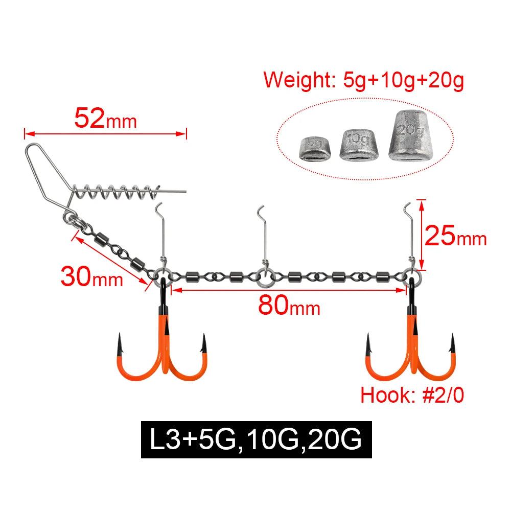 Spinpoler Pike Fishing Stinger Rig UV Painted Hook #1/0 #2/0 Speed Link Rolling Swivel For Rubber Soft Lure Swimbait Accessories