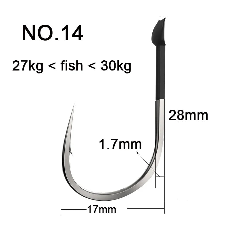 10pcs Big Fishhooks Set, Carbon Steel