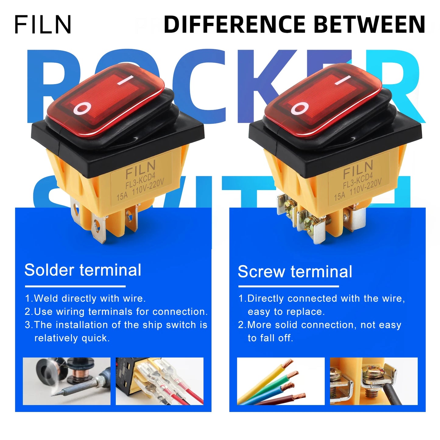 Boat Marine Toggle Rocker Switch with LED 12V 220V 30x22