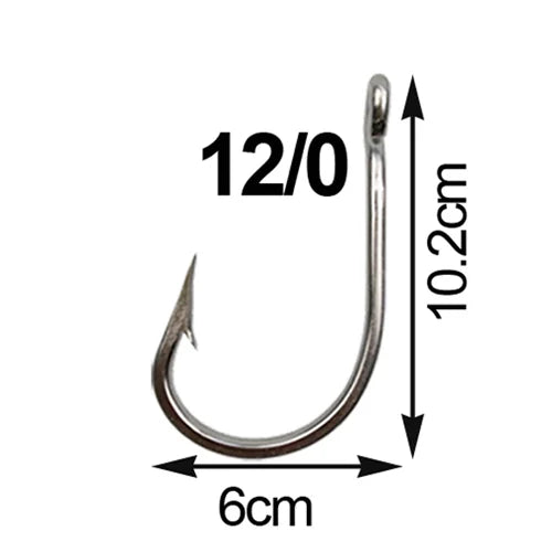 JSM 5Pcs 7691 Stainless Steel Big Game Fishing Large Hooks 4X Shark Tuna Live Bait Size 5/0-13/0