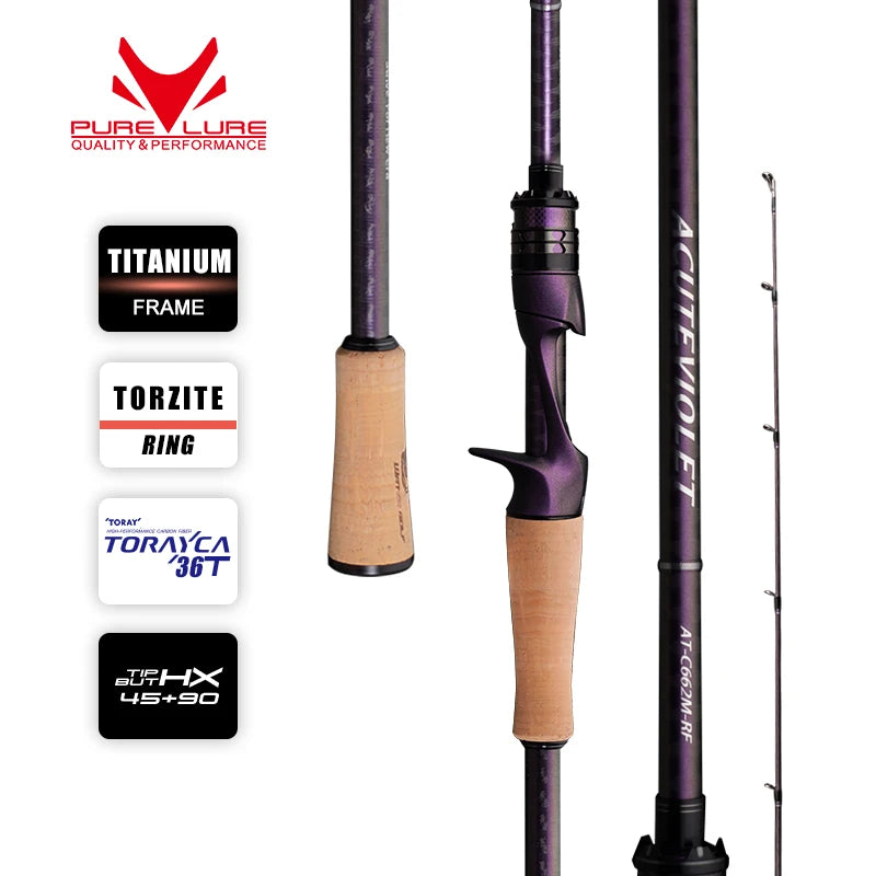 🎣 PURELURE ACUTEVIOLET 6FT Spinning & Casting Rod – TZ Ring Titanium Frame | Fast Action 🎣