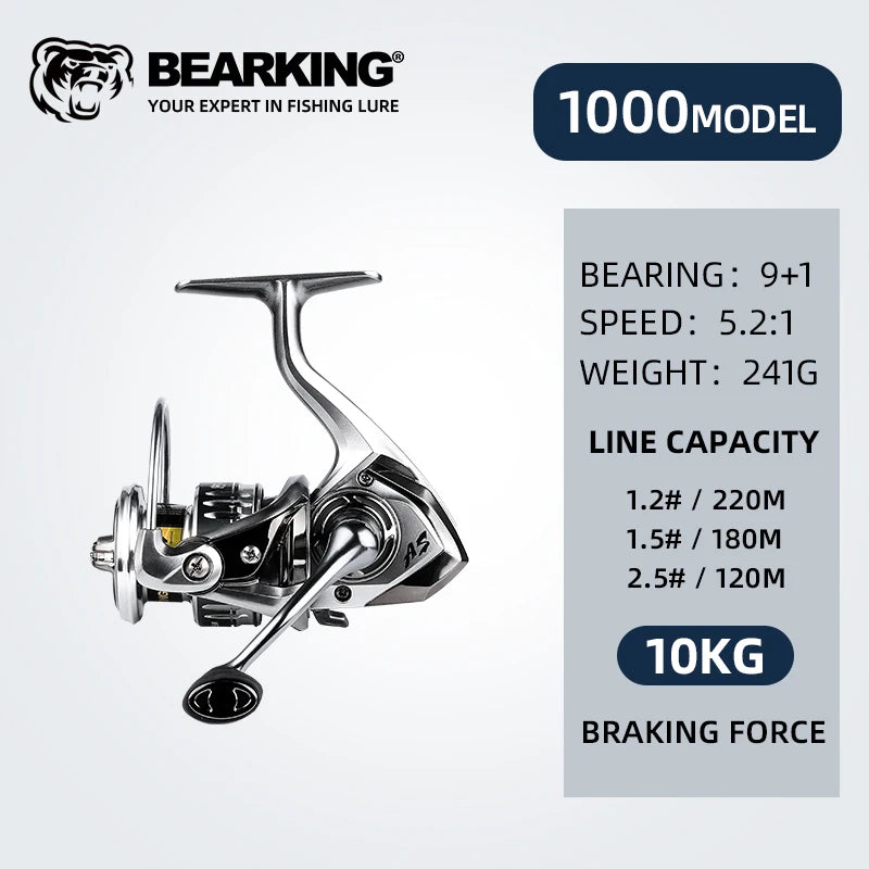 BEARKING brand New arrival Saltwater Fishing Reel Spinning 1000-6000 9+1BB 5.2:1 Max Drag 10-20KG Water-Proof Reels