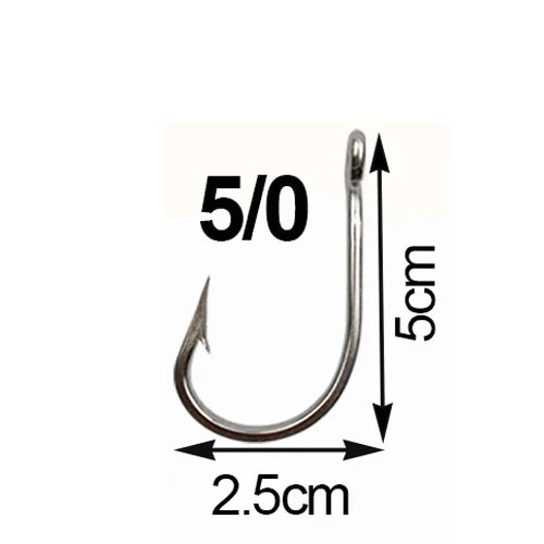 JSM 5Pcs 7691 Stainless Steel Big Game Fishing Large Hooks 4X Shark Tuna Live Bait Size 5/0-13/0