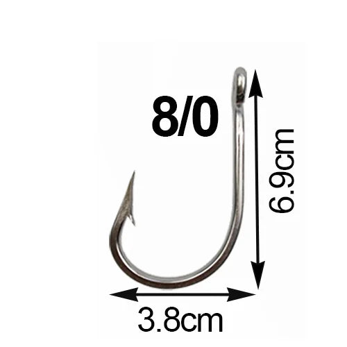 JSM 5Pcs 7691 Stainless Steel Big Game Fishing Large Hooks 4X Shark Tuna Live Bait Size 5/0-13/0