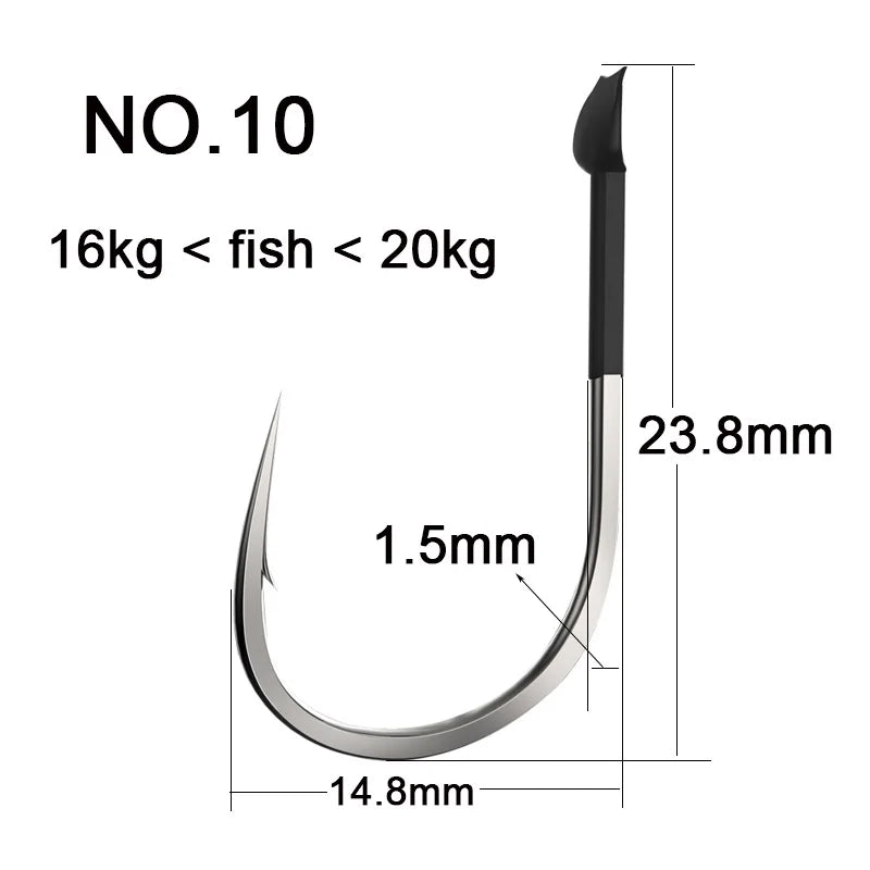 10pcs Big Fishhooks Set, Carbon Steel