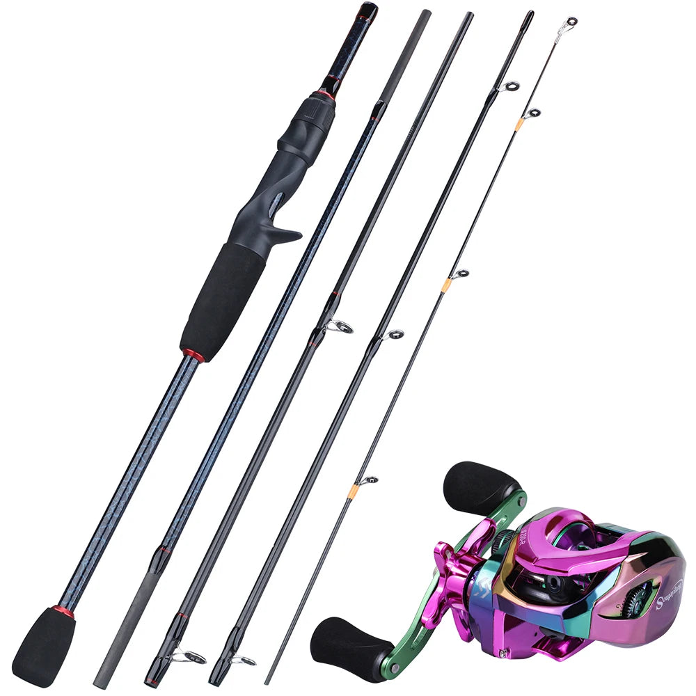 🎣 Sougayilang 5-Section Carbon Fishing Rod & Reel Combo – Travel-Friendly Baitcasting Kit 🎣