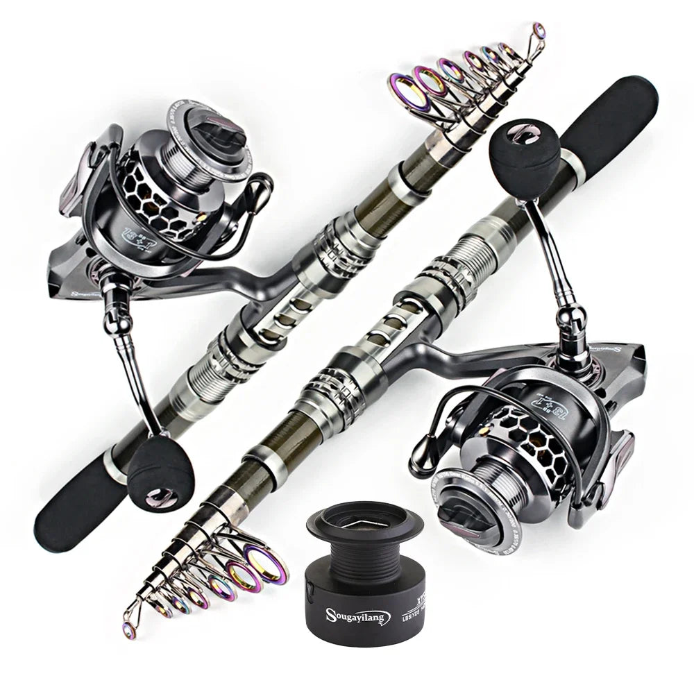 Sougayilang 1.8-3.3m Carbon Fiber Fishing Rod and 13+1BB Fishing Reel Combo