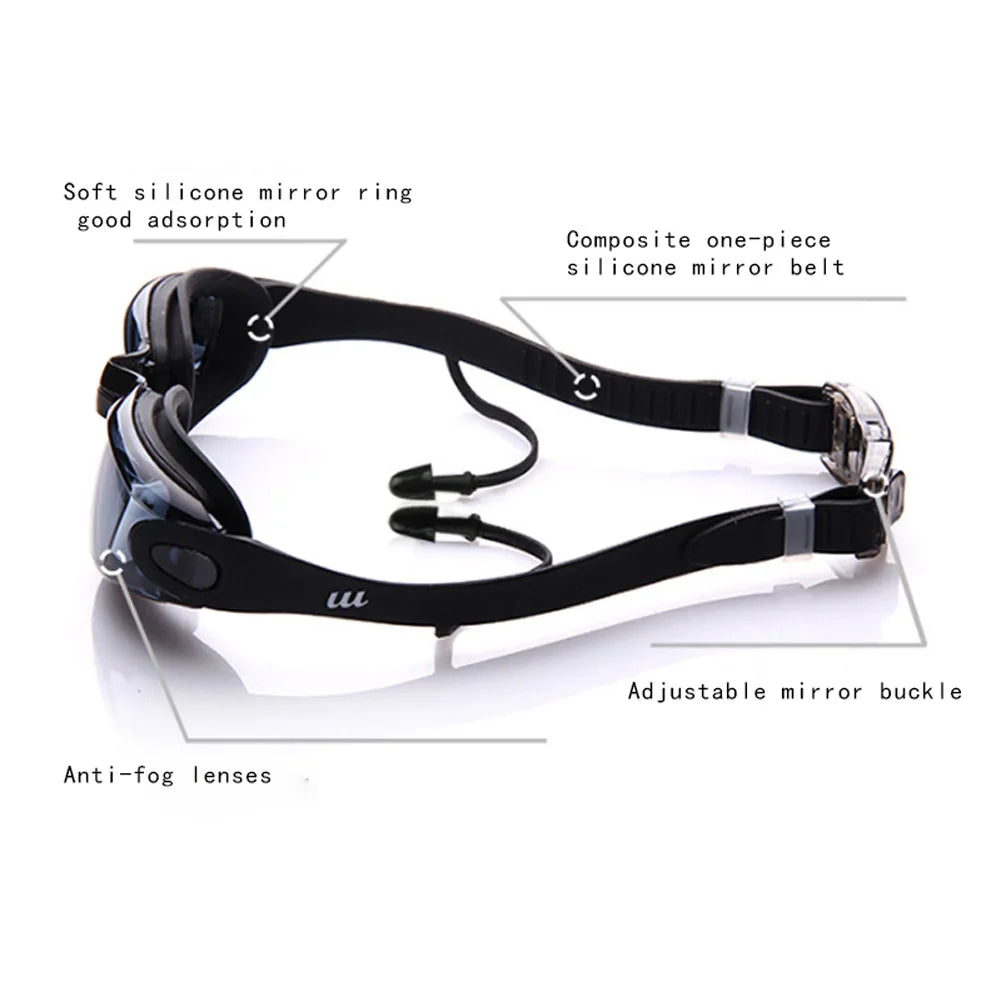 Professional Swimming Goggles + Cap + Case + Nose Clip + Ear Plugs