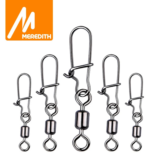 MEREDITH 50PCS Pike Fishing Accessories Connector Pin Bearing Rolling Swivel Stainless Steel